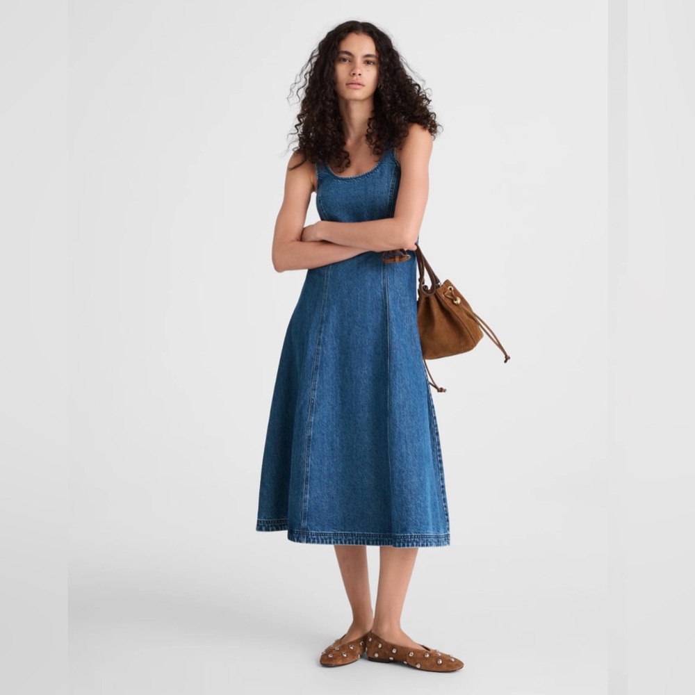 Madewell Denim Scoop Neck Midi Sleeveless Dress XS